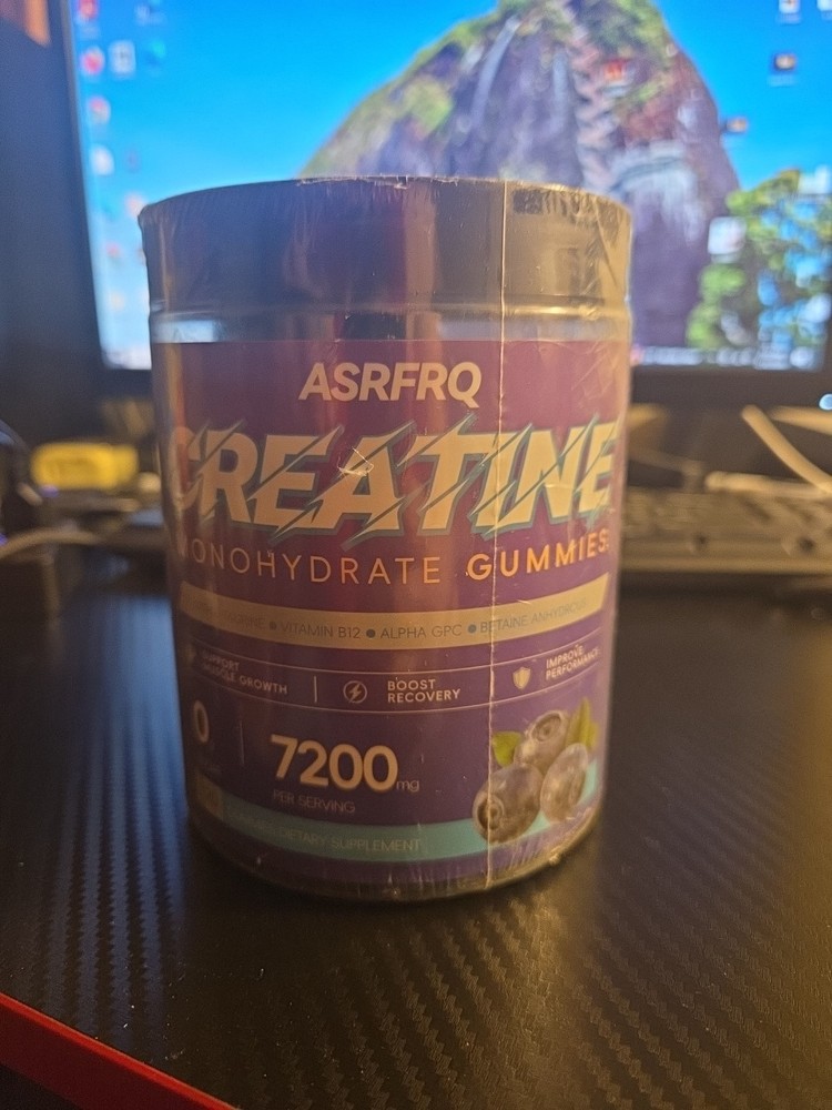 Creatine Monohydrate Gummies 7,200 Mg Per Serving Blueberry Flavored Exp: 10/26