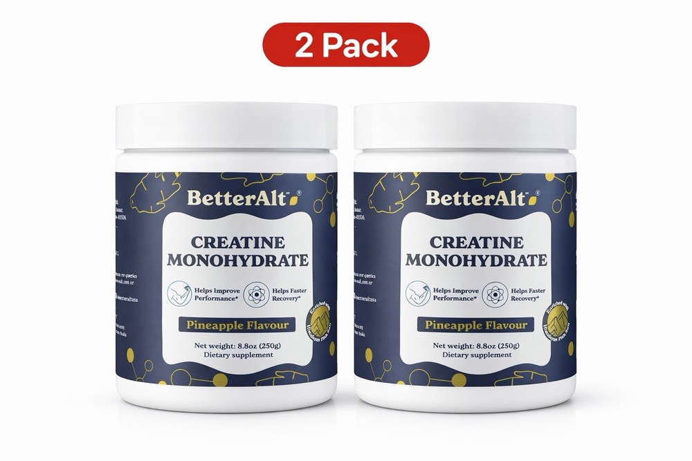 BetterAlt Creatine Monohydrate Powder Pineapple Flavor 2 Pack 8.8 oz Unisex