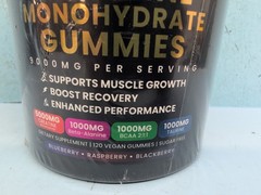 Kukaly Creatine Monohydrate Gummies 9000mg Sugar Free Vegan 120ct Exp 11/12/2027