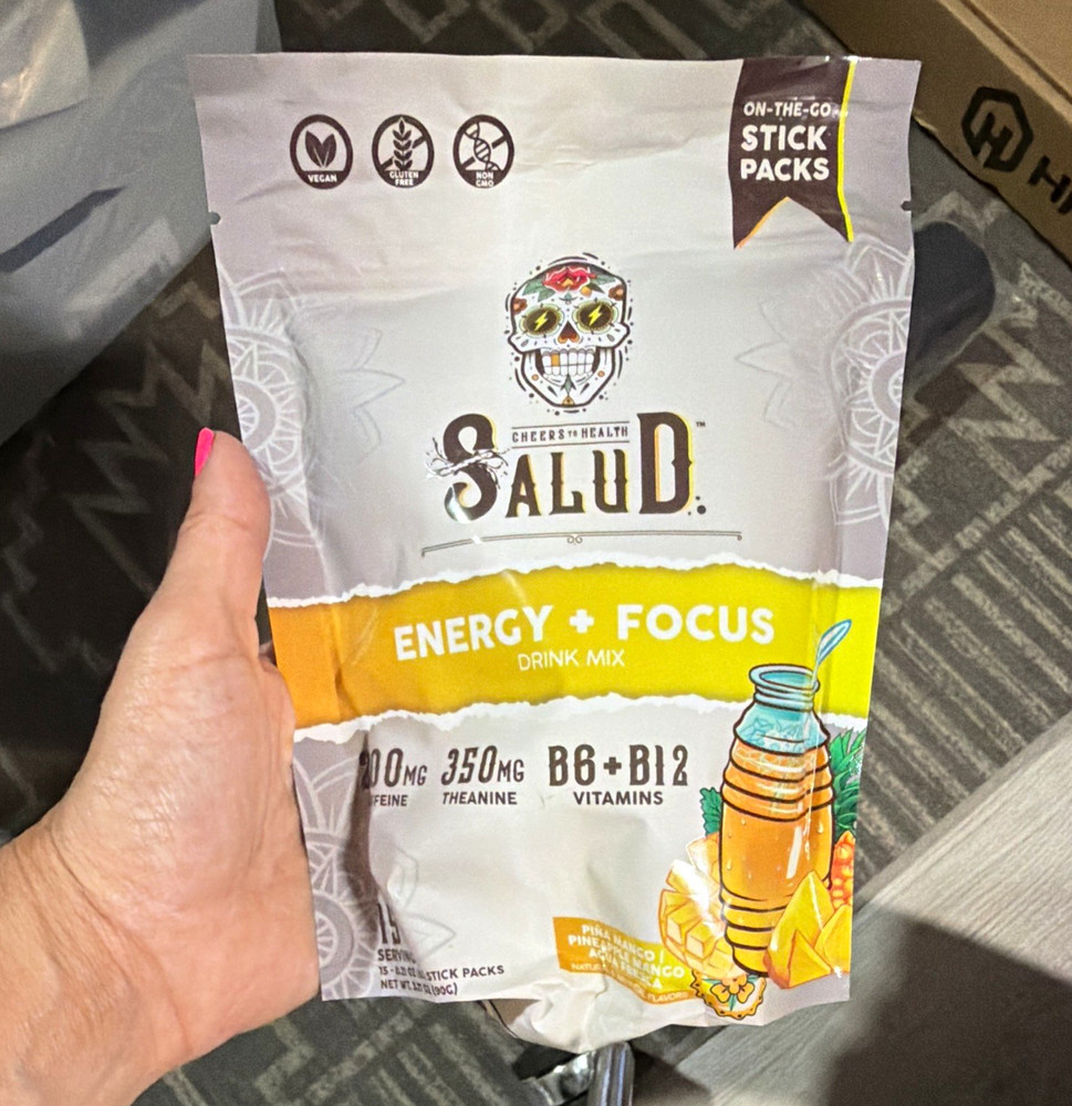 Salud Energy + Focus Drink Mix Piña Mango, Vegan Gluten-Free, 15 Servings