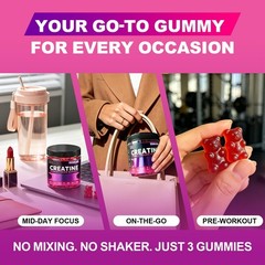 Creatine Gummies for Women, 3 Gummies = 5g Creatine Monohydrate with L-Carnit…