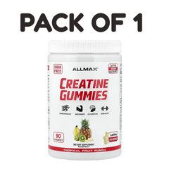 ALLMAX Creatine Gummies, Tropical Fruit Punch – 1,250 mg, 90 Gummies (Pack of 1)
