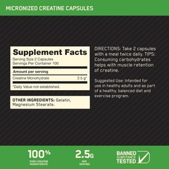 Pure Micronized Creatine Monohydrate Capsules, 2500mg – Keto Friendly, 200 Count