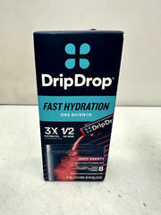 (4) DripDrop Hydration – Electrolyte Powder Packets – Grape, Fruit Punch,