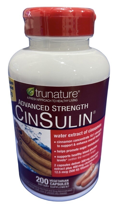 Trunature Advanced Strength CINSULIN Cinnamon Healthy Blood Glucose.(200 Capsule