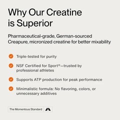 Momentous Creatine Monohydrate Powder – NSF Certified – 90 Servings