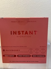 Instant Hydration Electrolyte Drink Mix Raspberry 30 Stick Packs French Sea Salt