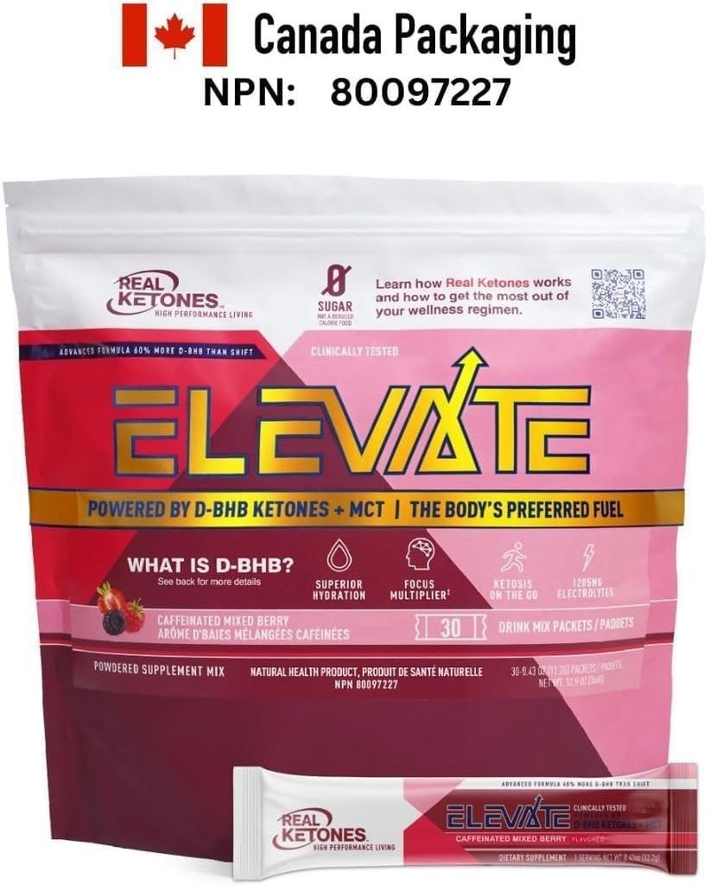 Real Ketones MCT & BHB Exogenous Ketones Drink Mix Packets Elevate Keto Electrol