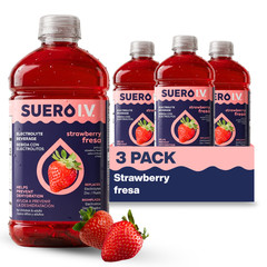 Suero I.V. Electrolyte Drink, Strawberry Flavor 33.8 fl oz – Hydrate (3-Pack)