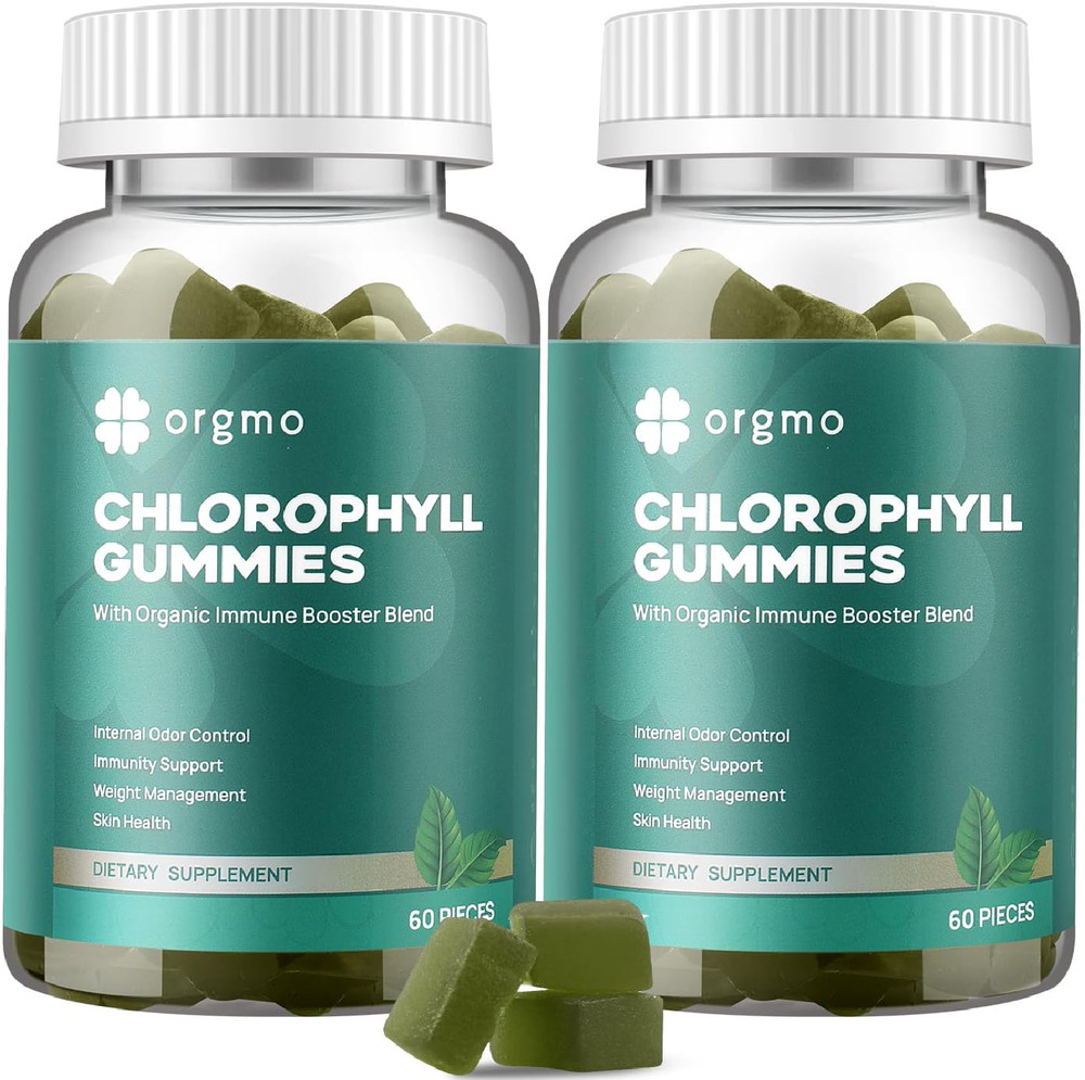 Chlorophyll Gummies for Body Odor Sugar Free 120 Count, Internal Deodorant Suppl