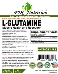 FDC NUTRITION L-Glutamine 2000 mg vegan Capsules All size Made in USA