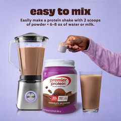 Premier Protein 100% Whey Protein Powder, Chocolate Milkshake,30g Protein,17 ser