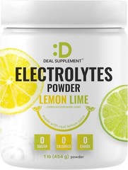 Electrolytes Powder, 1Lb (69 Servings) – No Sugar, Lemon Lime – Hydration Supple