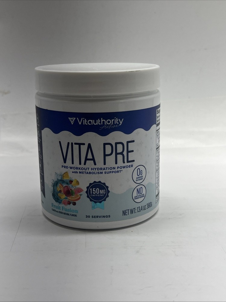 Vitauthority Vita Pre Pre-Workout Hydration Powder Fruit Fusion 13.5oz 12/2026