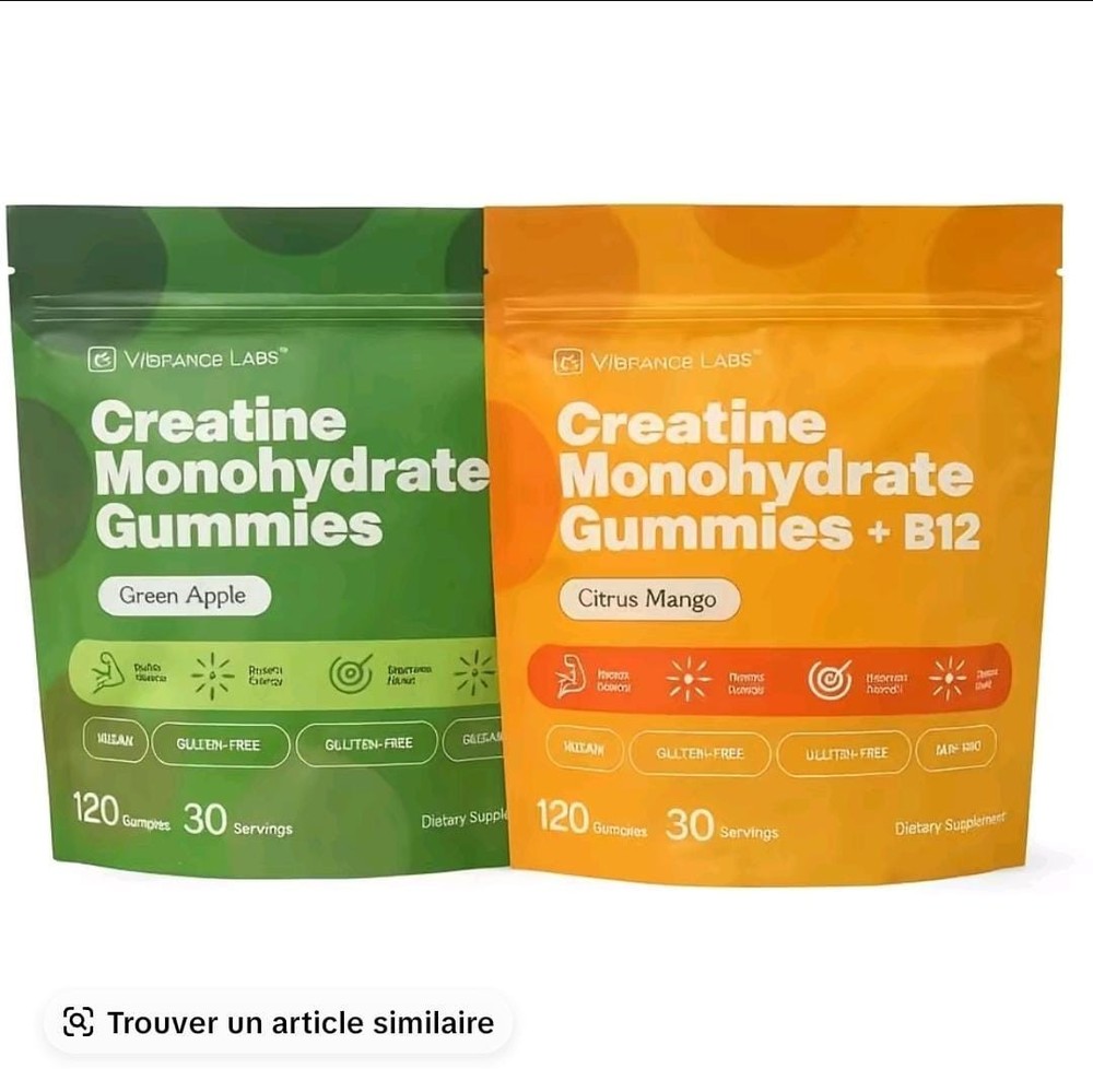 Vybrance Labs Creatine Monohydrate Gummies + B12 Citrus Mango 120 Vegan
