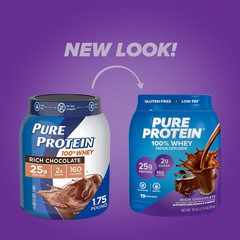 Pure Protein 100% Whey Protein Powder, Rich Chocolate, 25g Protein, 1.75 lb