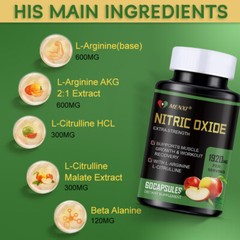 Nitric Oxide L-Arginine Pre Workout+Testosterone Booster,Multivitamin 2 Bottles