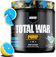 REDCON1 TOTAL WAR PUMP Blue Lemonade Stim Free Pre-Workout 30 Serving 10.93 Oz
