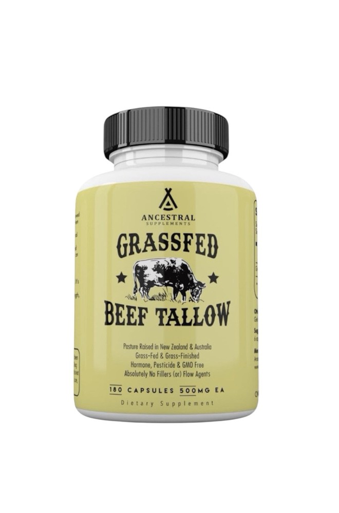 Ancestral Supplements GrassFed Beef Tallow 180 Capsules Exp 04/26