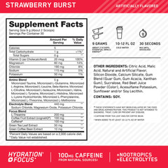 Optimum Nutrition Amino Energy Hydration + Focus Powder Strawberry Burst 9.5 Oz