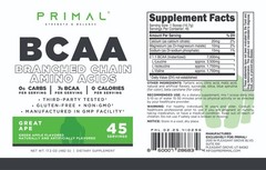 Primal BCAA Powder Great Ape (45 SERV) (Green Apple Flavored) – 0 g Carbs