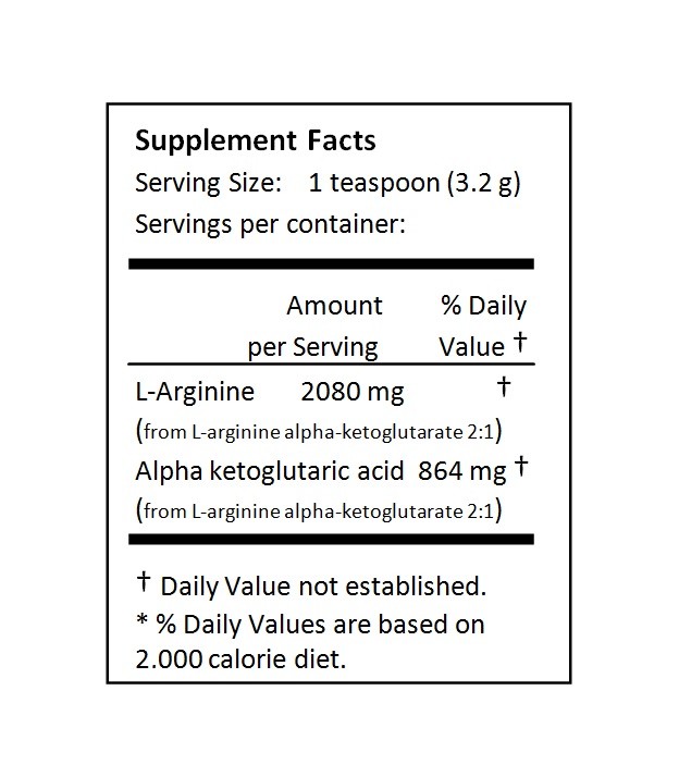 NuSci L-arginine alpha ketoglutarate AAKG 2:1 pure powder 500g (1.1lb) energy
