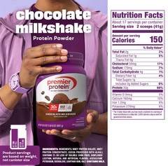 Premier Protein 100% Whey Protein Powder Chocolate Milkshake 30g 24.5 oz