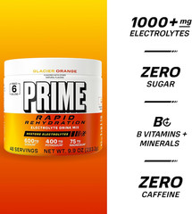 Prime Rapid Rehydration Electrolyte Powder, Glacier Orange, Sugar Free Hydration