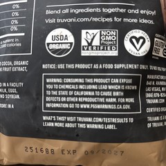 Truvani Vegan Pea Protein Powder Chocolate 1.5lb Organic Plant Based BB 09/2027