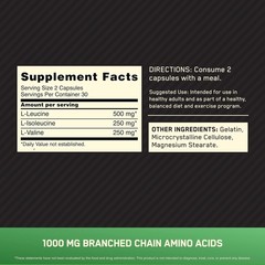 Unflavored BCAA Capsules 1000mg – Convenient 60 Count for Enhanced Fitness