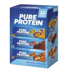 Pure Protein Variety Pack Protein Bars Gluten Free 50g, 23 Count (3 Flavors)