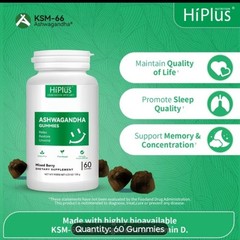 Ashwaganda Ksm-66 Gummies 3 Bottle Pack 3 Months for Stress and Sleep 🫐 Flavor