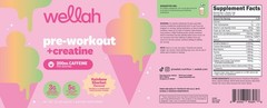 Wellah Pre-Workout + Creatine Powder (30 Servings) Rainbow Sherbert -3g Creatine