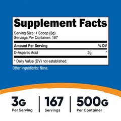 Nutricost D-Aspartic Acid (DAA) – 500G, 167 Servings, Non-GMO, Gluten Free