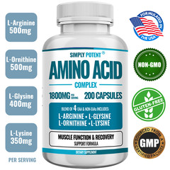 1800 mg BCAA Essential Amino Acid Complex | Energy & Muscle Recovery | 200 Caps