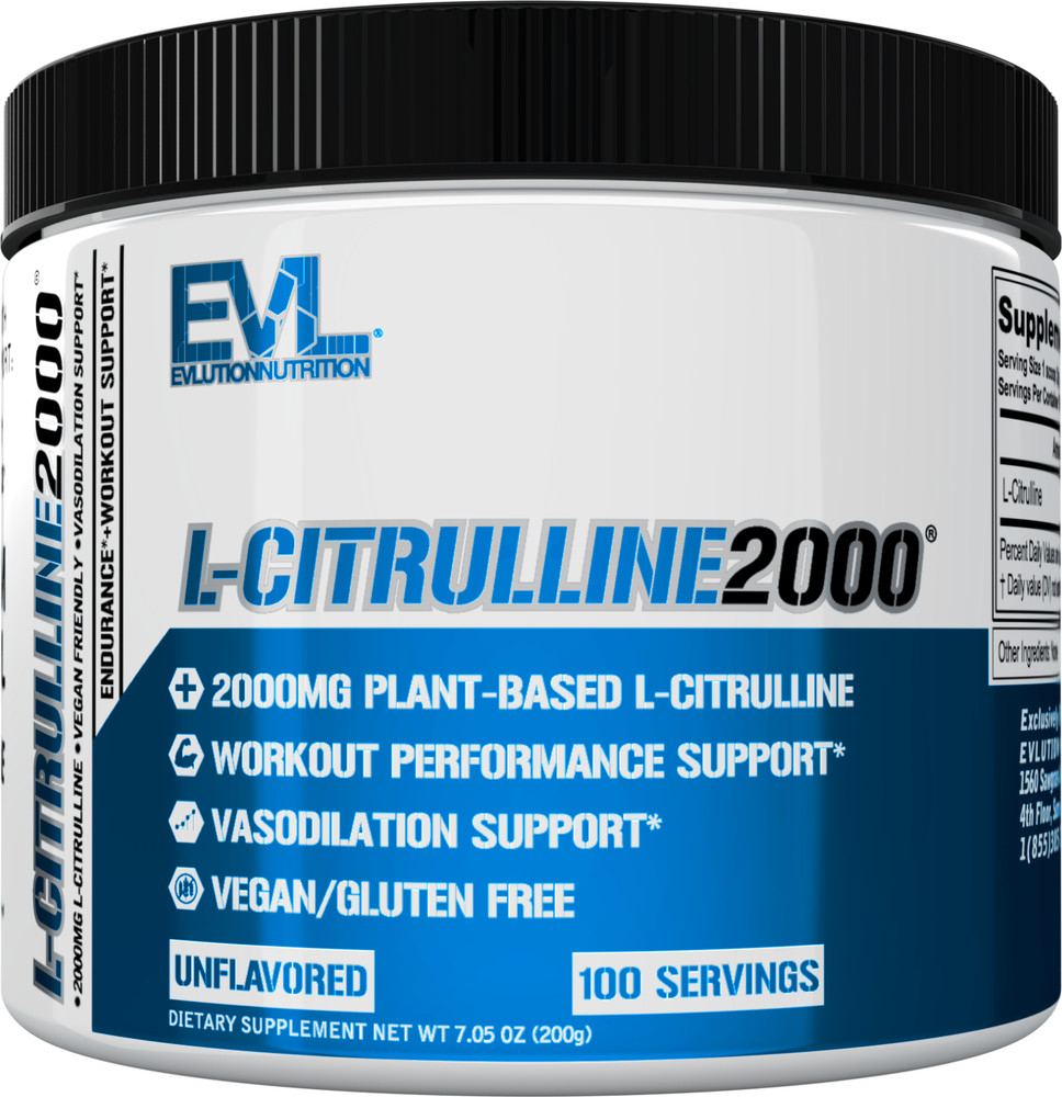 Evlution Nutrition L-Citrulline – Workout & Vasodilation Support – 100 Servings