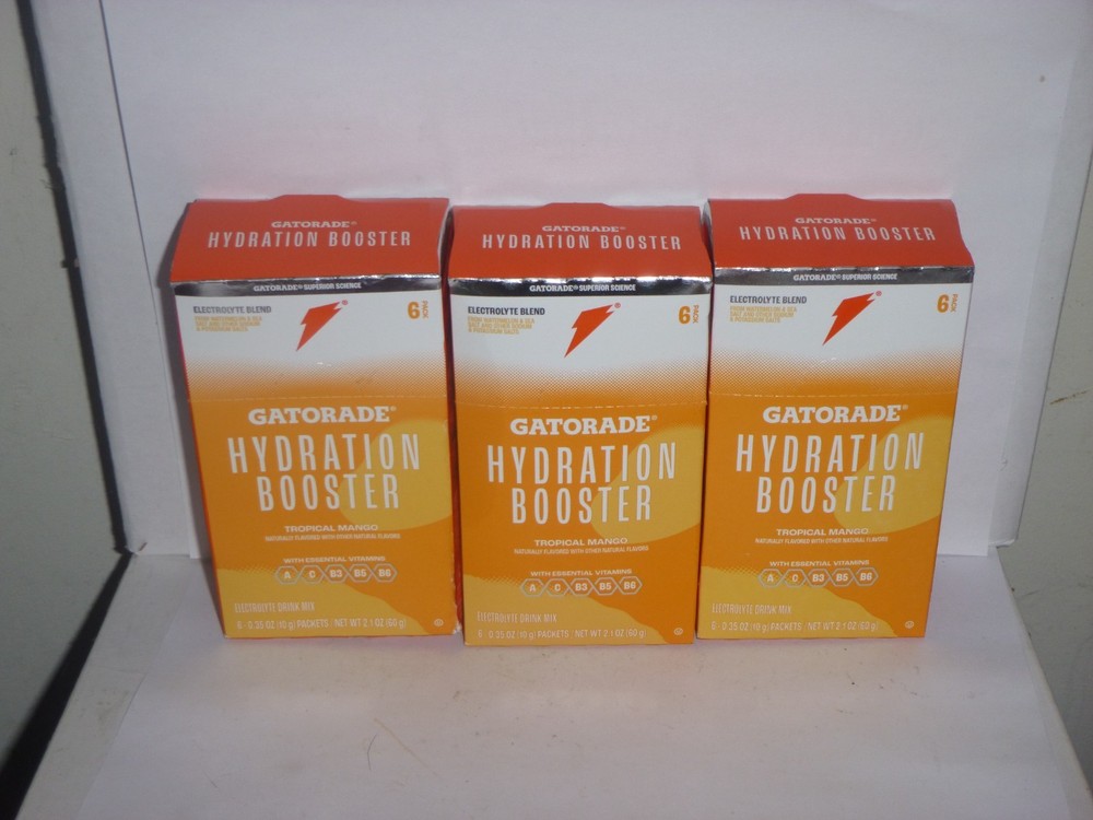 (3 box) Gatorade HYDRATION BOOSTER Tropical Mango Electrolyte Drink Mix 18 Total