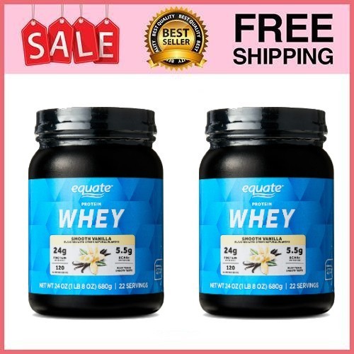 2 Pack Equate Whey Protein Powder, Smooth Vanilla, 24 oz Pk