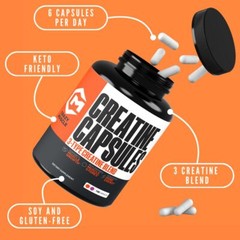 Creatine Capsules 5g Premium 3X ThreeAtine Pre Workout Bulk Muscle Mass Gaine…