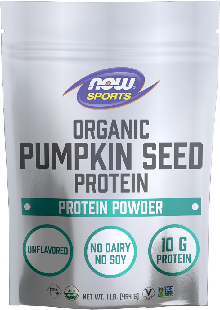 NOW Sports Organic Pumpkin Seed Protein Powder 10G, Non-Gmo, Unflavored, 1-Pound