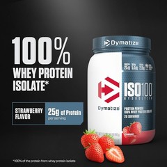 Dymatize ISO100 Whey Protein Powder Isolate, Strawberry, 25g of Protein