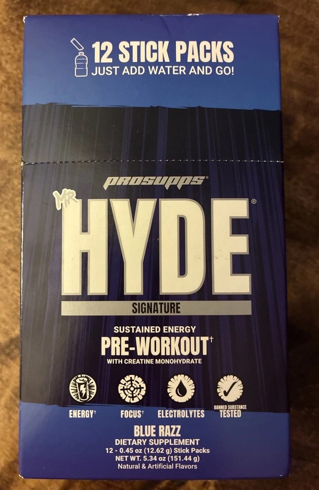 Mr. Hyde Signature Sustained Energy Pre-Workout Blue Razz 12 Stick Pack
