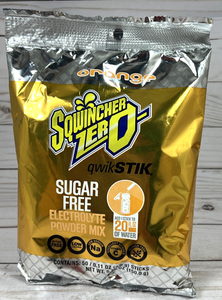 Sqwincher Zero Qwik Stik 50 Pack Orange Flavored Electrolyte Drink Mix .11oz