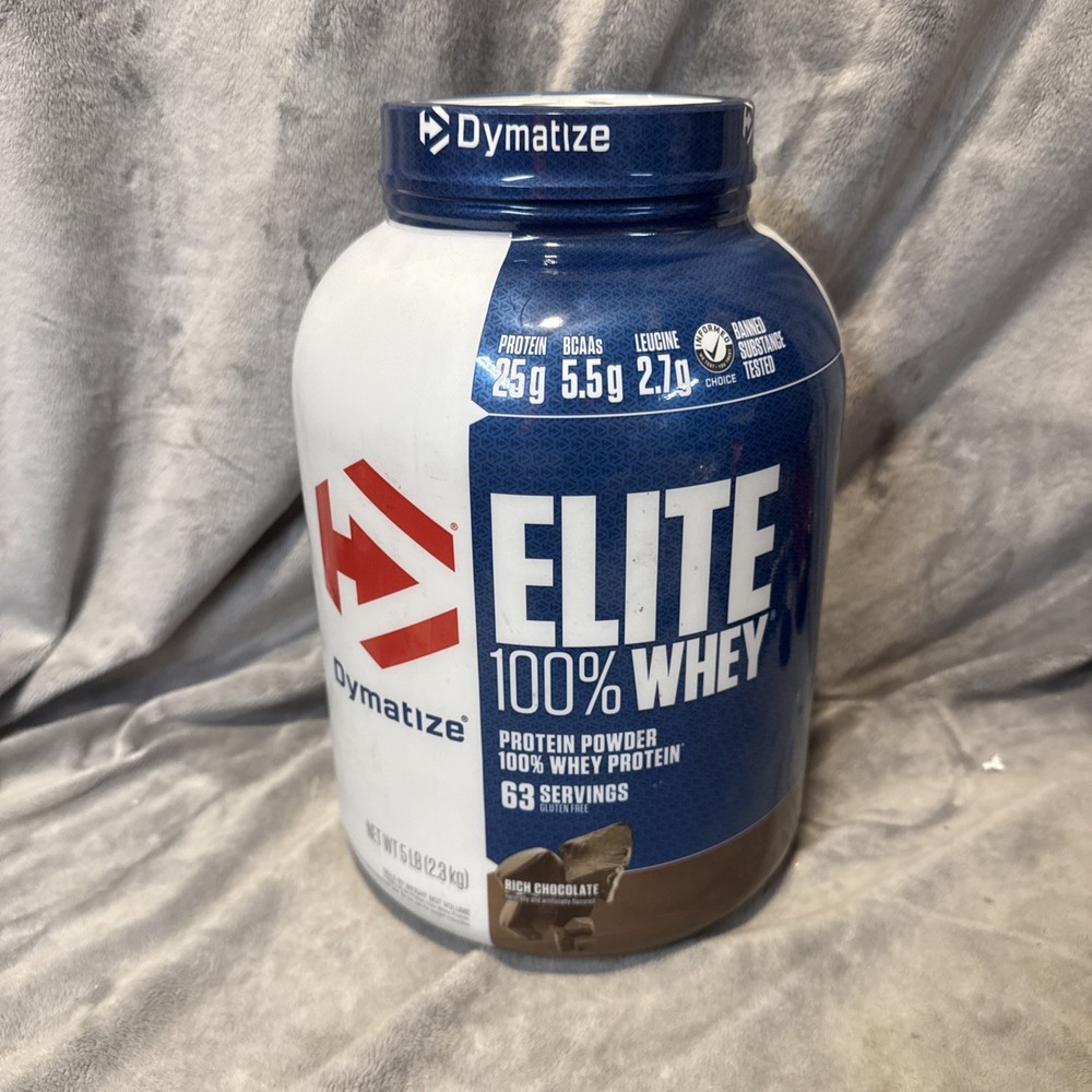 Dymatize Elite 100% Whey Protein Powder, Rich Chocolate, 5lb – Exp. 3/27