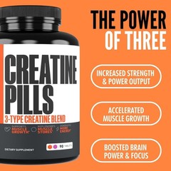 Creatine Pills, 5g 3X Pure Creatine Monohydrate Pills, Pre Workout Bulk Muscle M