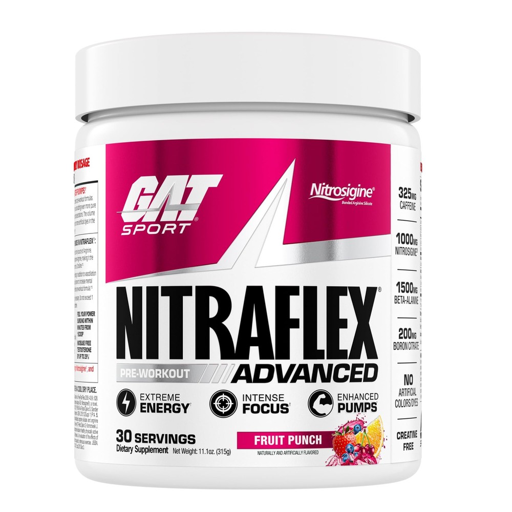 GAT SPORT Nitraflex Advanced Pre-Workout Powder, 10 Ounce (Pack of 1), Pink
