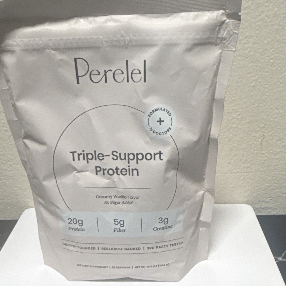 Perelel Triple-Support Protein Powder Creamy Vanilla No Sugar Added 19.8 oz