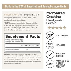 Micronized Creatine Monohydrate Powder, 5000mg (5g) Per Serving – Creatine fo…
