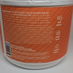 RAW Pre-Workout Powder Orange L-Citrulline Beta Alanine Vitamin B12 14.07 oz