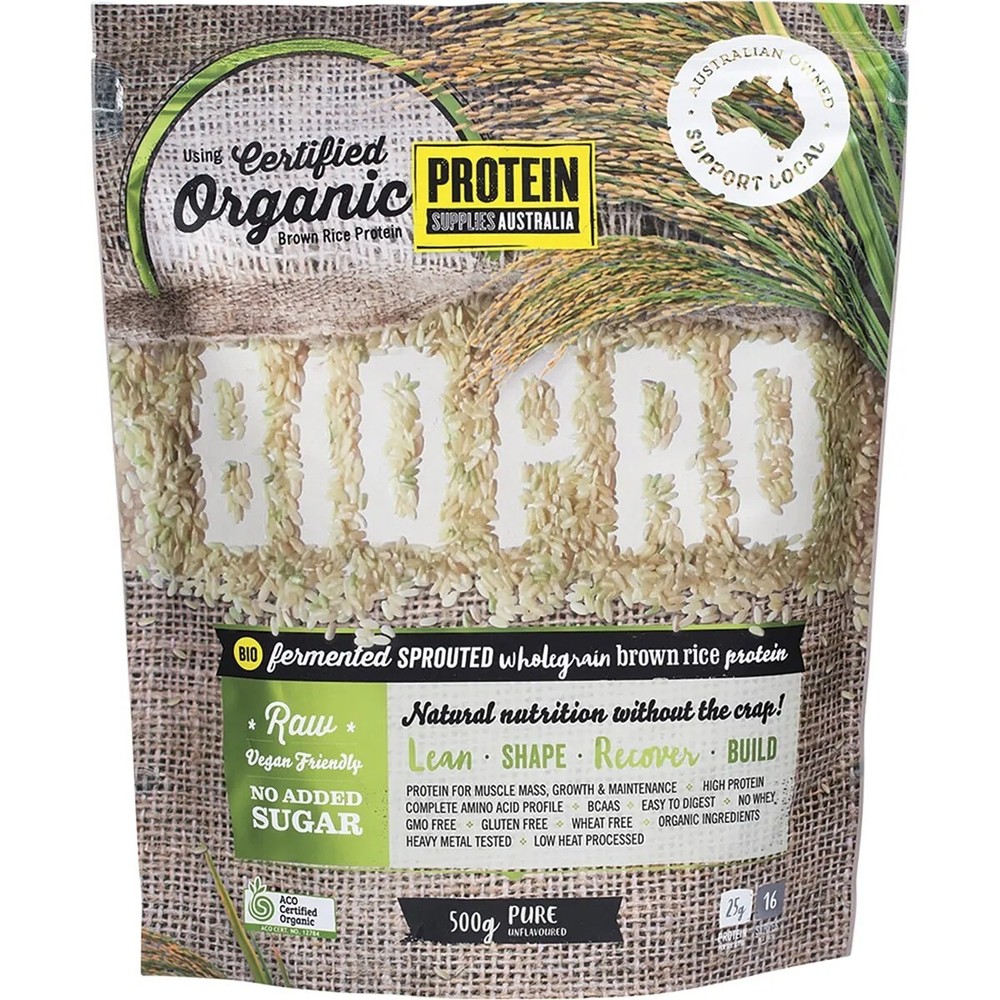 NEW Protein Supplies Australia BioPro Sprouted Brown Rice Protein Pure 500g